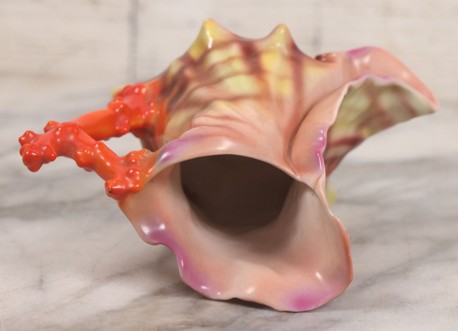 Lot 012 - Antique Royal Bayreuth Figural Shell Creamer With Choral Shaped Handle, Unmarked, Note Chip, 5-3/8" Height