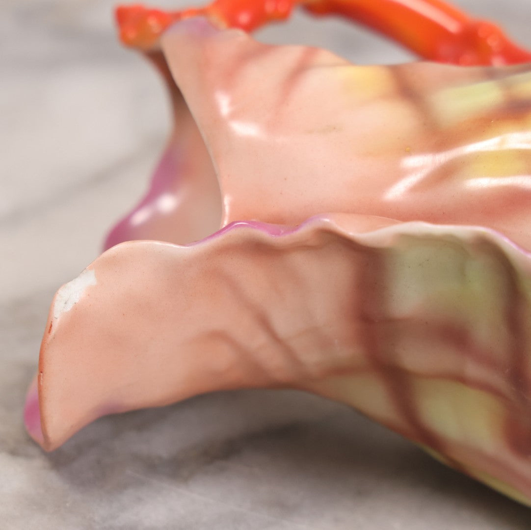 Lot 012 - Antique Royal Bayreuth Figural Shell Creamer With Choral Shaped Handle, Unmarked, Note Chip, 5-3/8" Height