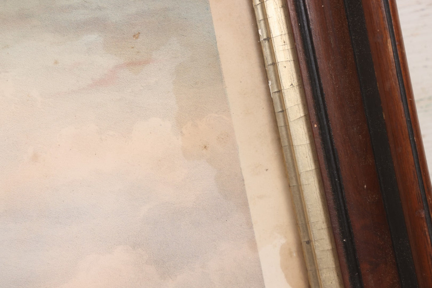 Lot 013 - Antique Hand Colored Lithograph Of Sailing Ship In Choppy Waters, Titled "Pilot Boat 'Gypsey,'" Lithographed By A. Weingartner's Lithography, New York, After A Painting By C. Drew, In Period Deep Walnut Frame, 21-3/8" x 17-7/8"