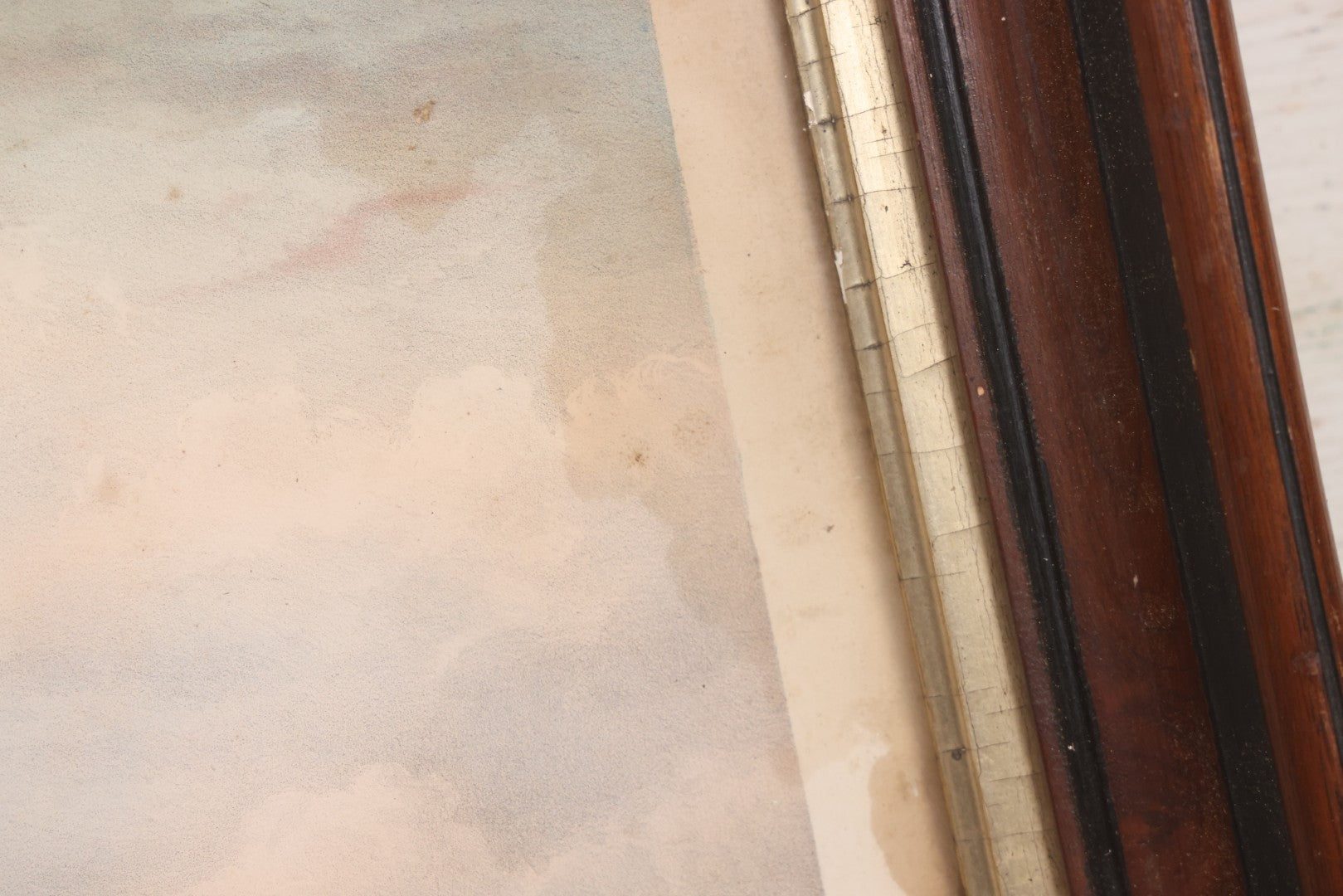 Lot 013 - Antique Hand Colored Lithograph Of Sailing Ship In Choppy Waters, Titled "Pilot Boat 'Gypsey,'" Lithographed By A. Weingartner's Lithography, New York, After A Painting By C. Drew, In Period Deep Walnut Frame, 21-3/8" x 17-7/8"