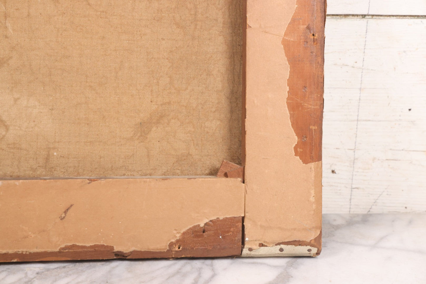 Lot 015 - Antique European Oil On Canvas Painting Landscape Scene Depicting Seaside Castle With Maidens Looking Toward The Coast From Stone Ruins, Mountains And Sailboats In The Distance, Cloudy Sky, Circa Early 19th Century, 24" x 18"