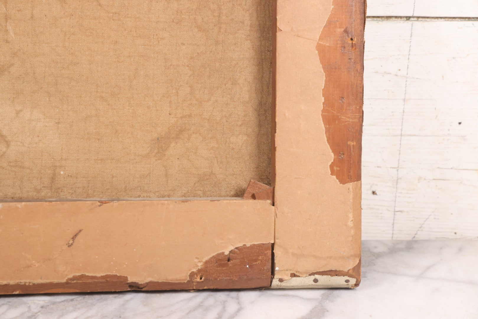 Lot 015 - Antique European Oil On Canvas Painting Landscape Scene Depicting Seaside Castle With Maidens Looking Toward The Coast From Stone Ruins, Mountains And Sailboats In The Distance, Cloudy Sky, Circa Early 19th Century, 24" x 18"