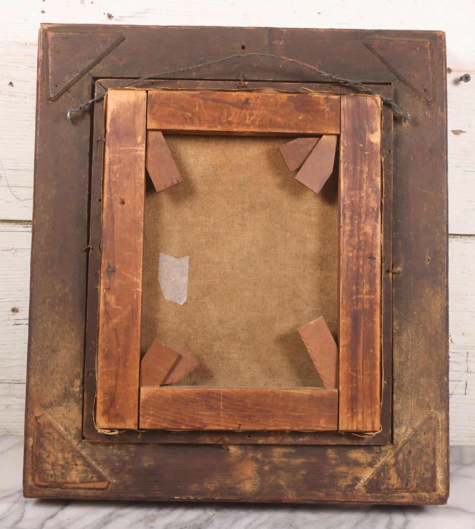 Lot 017 - Antique Oil On Canvas Painting Of Pink Roses In Brass Handled Vase In Original Pressed Gesso Frame, Circa 1875, 14-1/4" x 16-1/2"