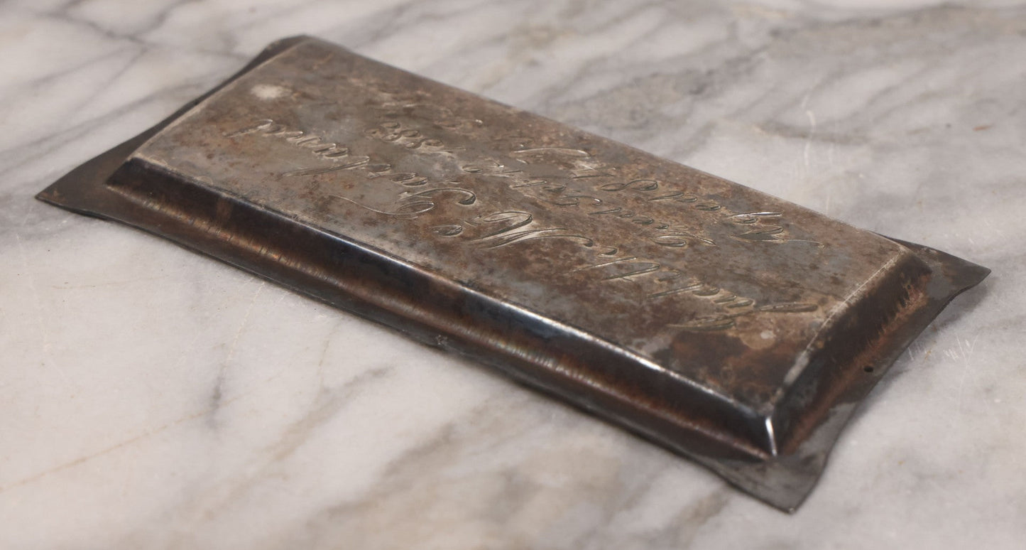 Lot 019 - Antique Silver Plate Casket Plaque For Judith McFarland, Died February 12, 1883, Aged 84 Years, 9 Months
