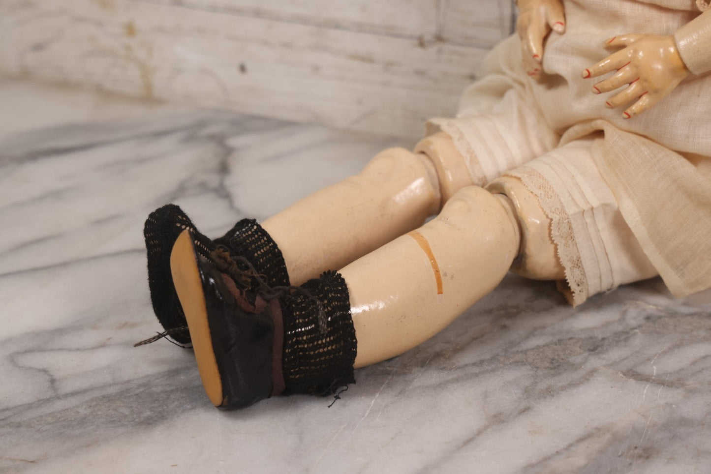 Lot 022 - Antique German Bisque Head Doll By Adolf Wislizenus, Marked "A.W. Special," Made In Germany, With Composition Body, Blonde Wig, And Clothing, Circa 1900, 24" Height