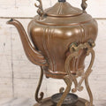 Lot 023 - Antique Art Nouveau Copper Teapot With Original Matching Stand, Pewter Burner, Black Wood Handle, Manufactured By S. Sternau & Co., (S & S Co. Trademark), New York, Circa 1900