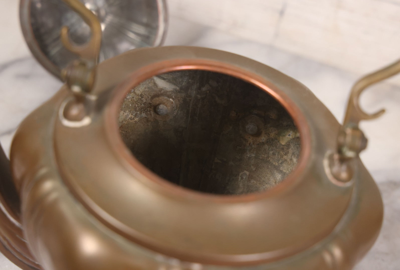 Lot 023 - Antique Art Nouveau Copper Teapot With Original Matching Stand, Pewter Burner, Black Wood Handle, Manufactured By S. Sternau & Co., (S & S Co. Trademark), New York, Circa 1900