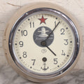 Lot 025 - Vintage Soviet Naval Bulkhead Clock "Komandirskie" With Submarine Logo, Made In U.S.S.R., Vostok Factory, No Key, Untested