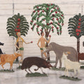 Lot 033 - Antique German Zinnfiguren Flat Pewter Figure Adam And Eve Garden Of Eden Set With Extras, Including Animals, Trees, 16 Pieces Total, Hand Painted