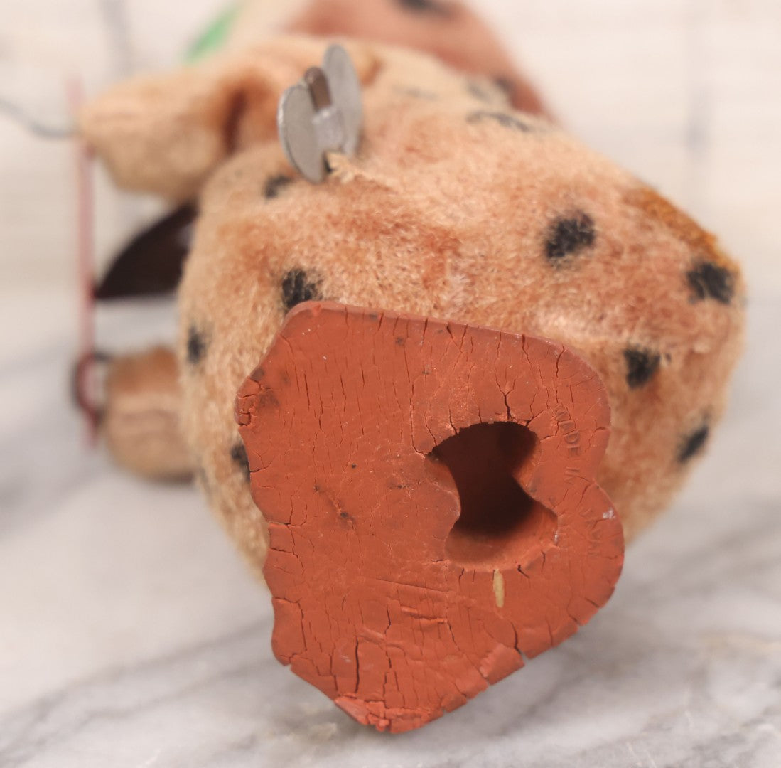 Lot 036 - Vintage Wind Up Music Conductor Owl Toy With Tin Lithograph "Animals" Sheet Music, Felt Covering, Rubber Feet, Made In Japan, Note Works Intermittently, 6" Height