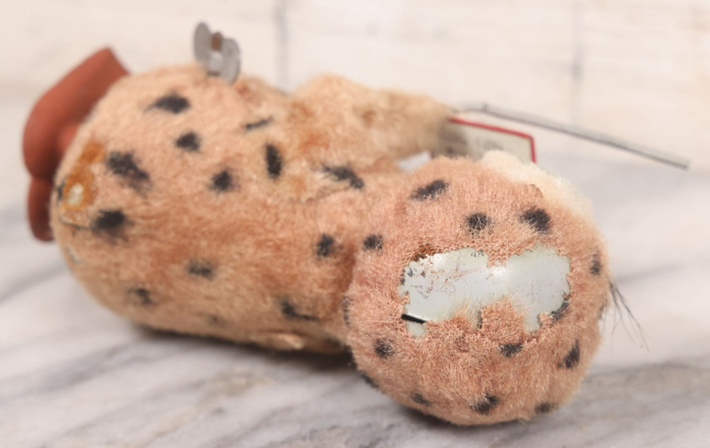 Lot 036 - Vintage Wind Up Music Conductor Owl Toy With Tin Lithograph "Animals" Sheet Music, Felt Covering, Rubber Feet, Made In Japan, Note Works Intermittently, 6" Height