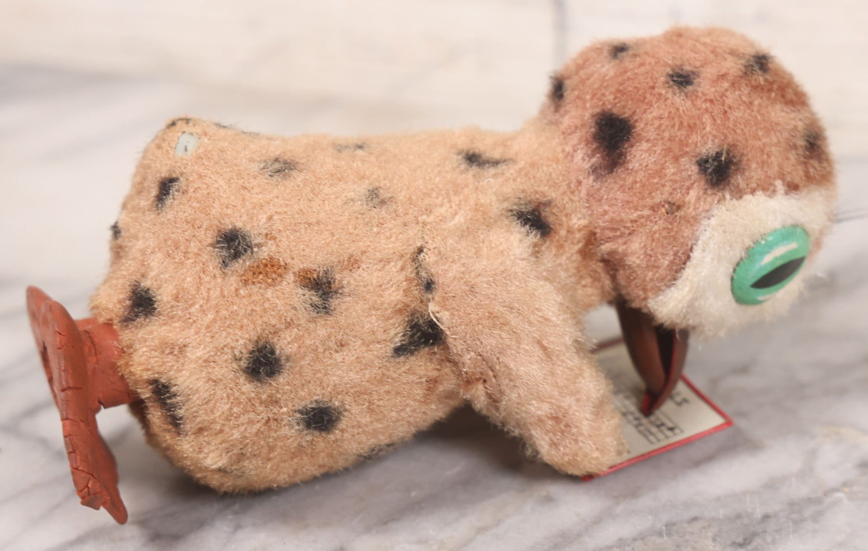 Lot 036 - Vintage Wind Up Music Conductor Owl Toy With Tin Lithograph "Animals" Sheet Music, Felt Covering, Rubber Feet, Made In Japan, Note Works Intermittently, 6" Height