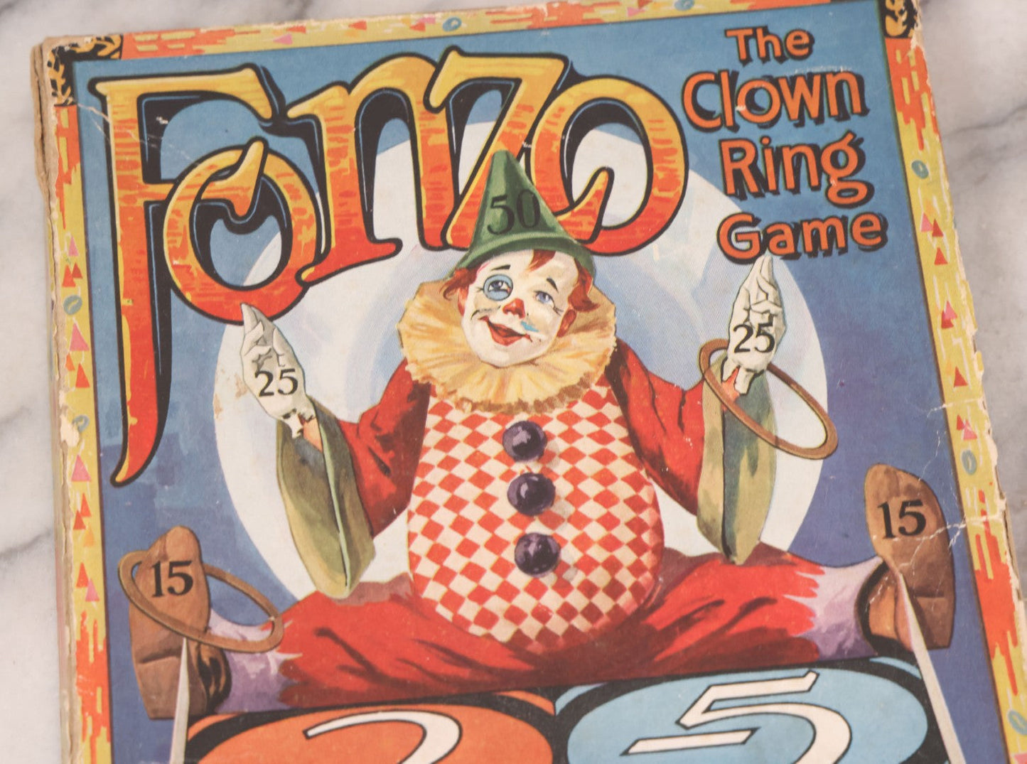 Lot 037 - Vintage "Fonzo, The Clown Ring Game" Children's Board Game With Die Cut Clown, Number Pad, And Original Box, Printed In U.S.A., No. 15