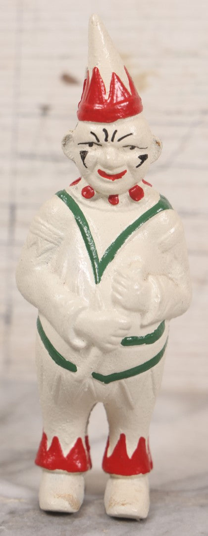 Lot 038 - Vintage Reproduction Painted Cast Iron Clown Still Bank, 5-7/8" Height