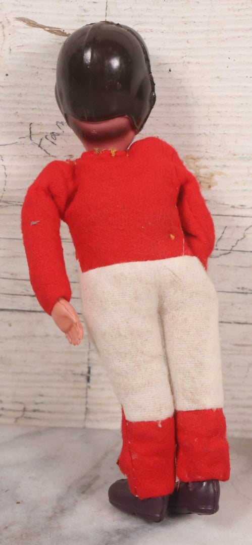 Lot 040 - Vintage Football Player Sports Doll Toy With Celluloid Head And Fabric Body, Made In Japan, 7-7/8" Height