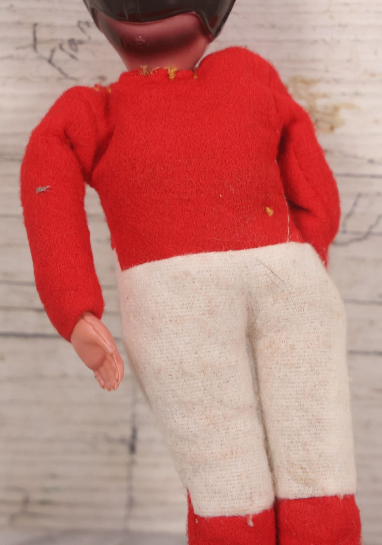Lot 040 - Vintage Football Player Sports Doll Toy With Celluloid Head And Fabric Body, Made In Japan, 7-7/8" Height