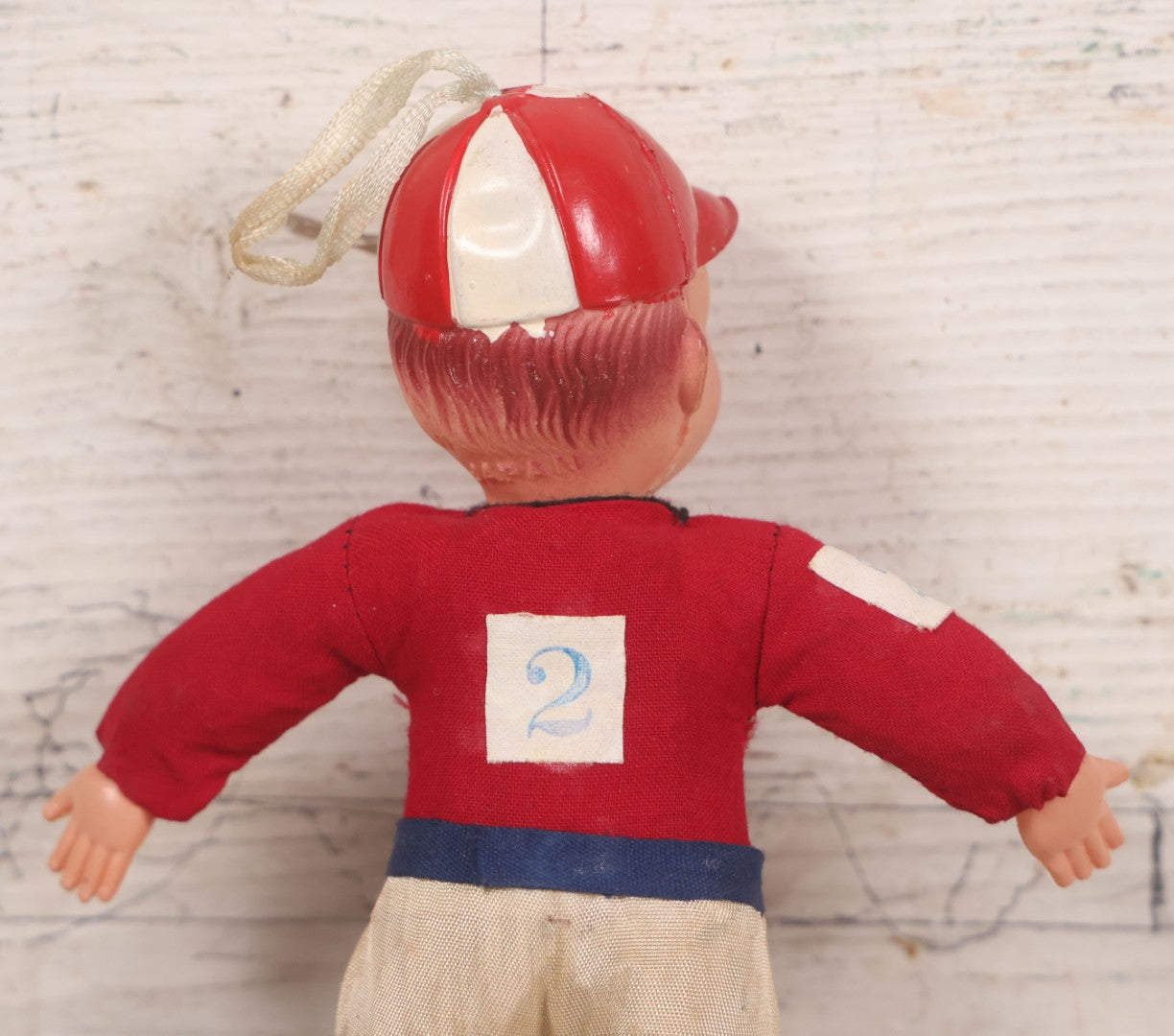 Lot 041 - Vintage Baseball Player Sports Doll Toy With Celluloid Head And Fabric Body, Made In Japan, 8" Height