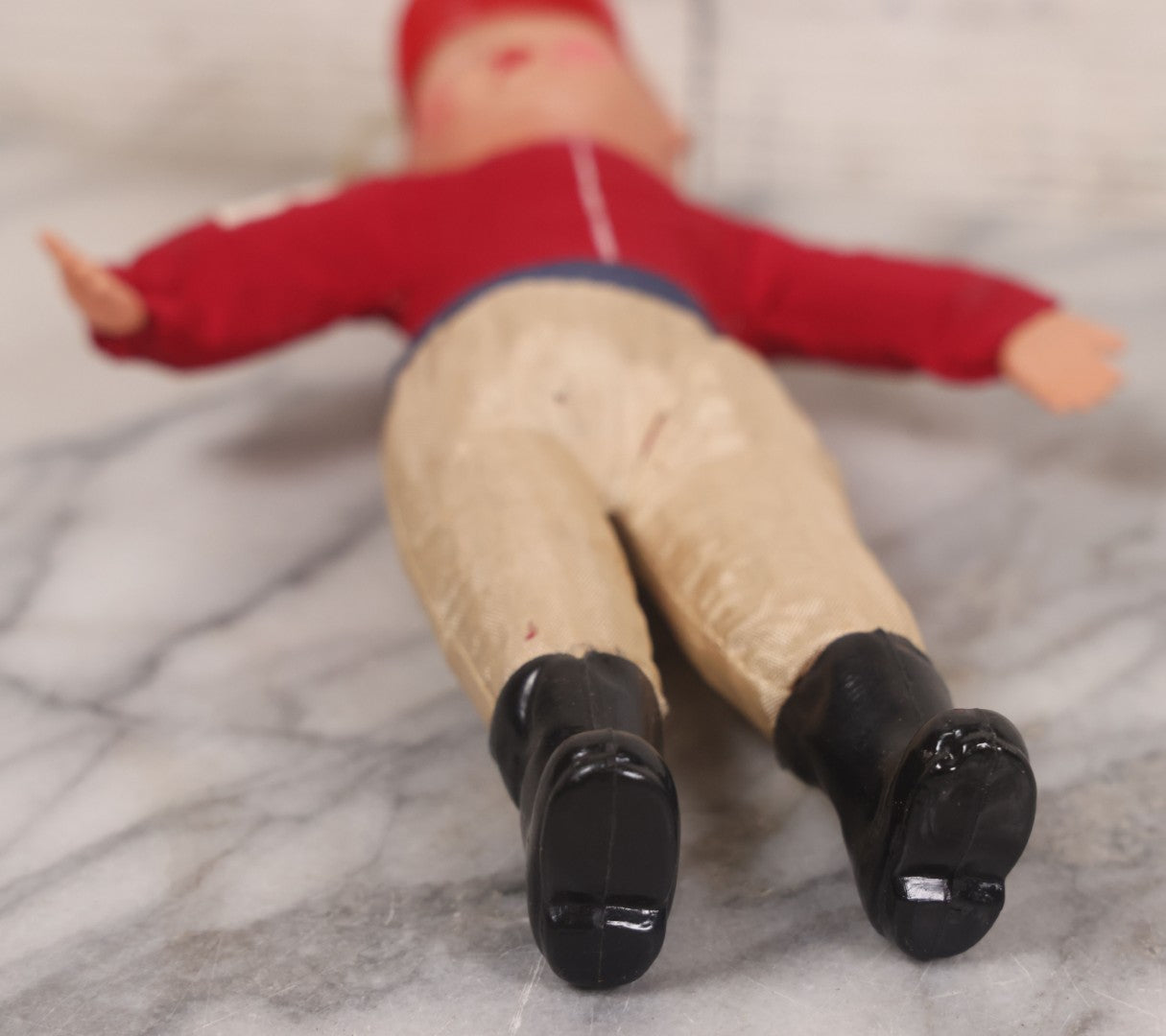 Lot 041 - Vintage Baseball Player Sports Doll Toy With Celluloid Head And Fabric Body, Made In Japan, 8" Height