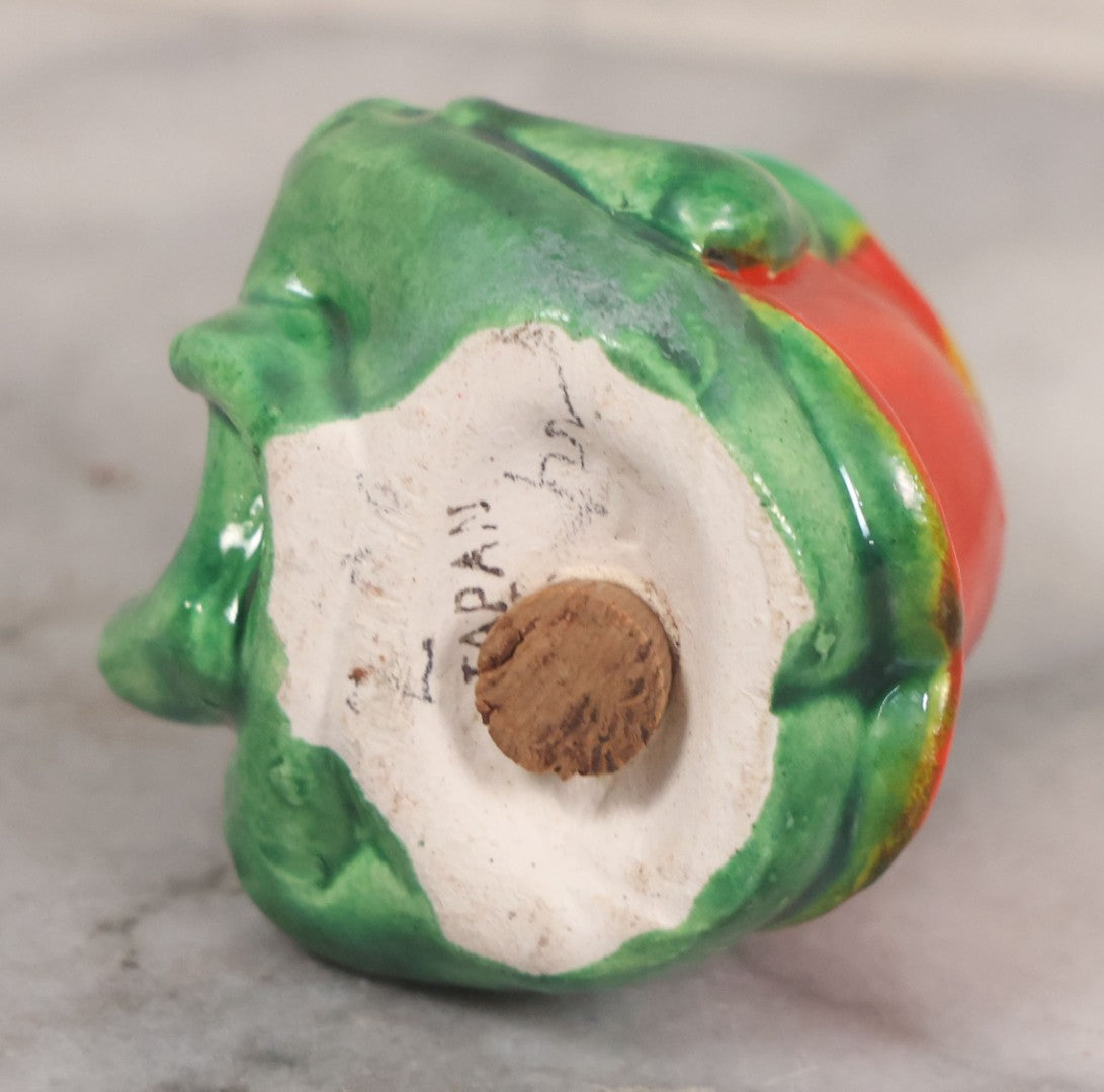 Lot 042 - Vintage Anthropomorphic Frog Sitting Cross Legged On Lily Pad Figural Salt And Pepper Shaker Pair, Made In Japan, 3-3/8" Height