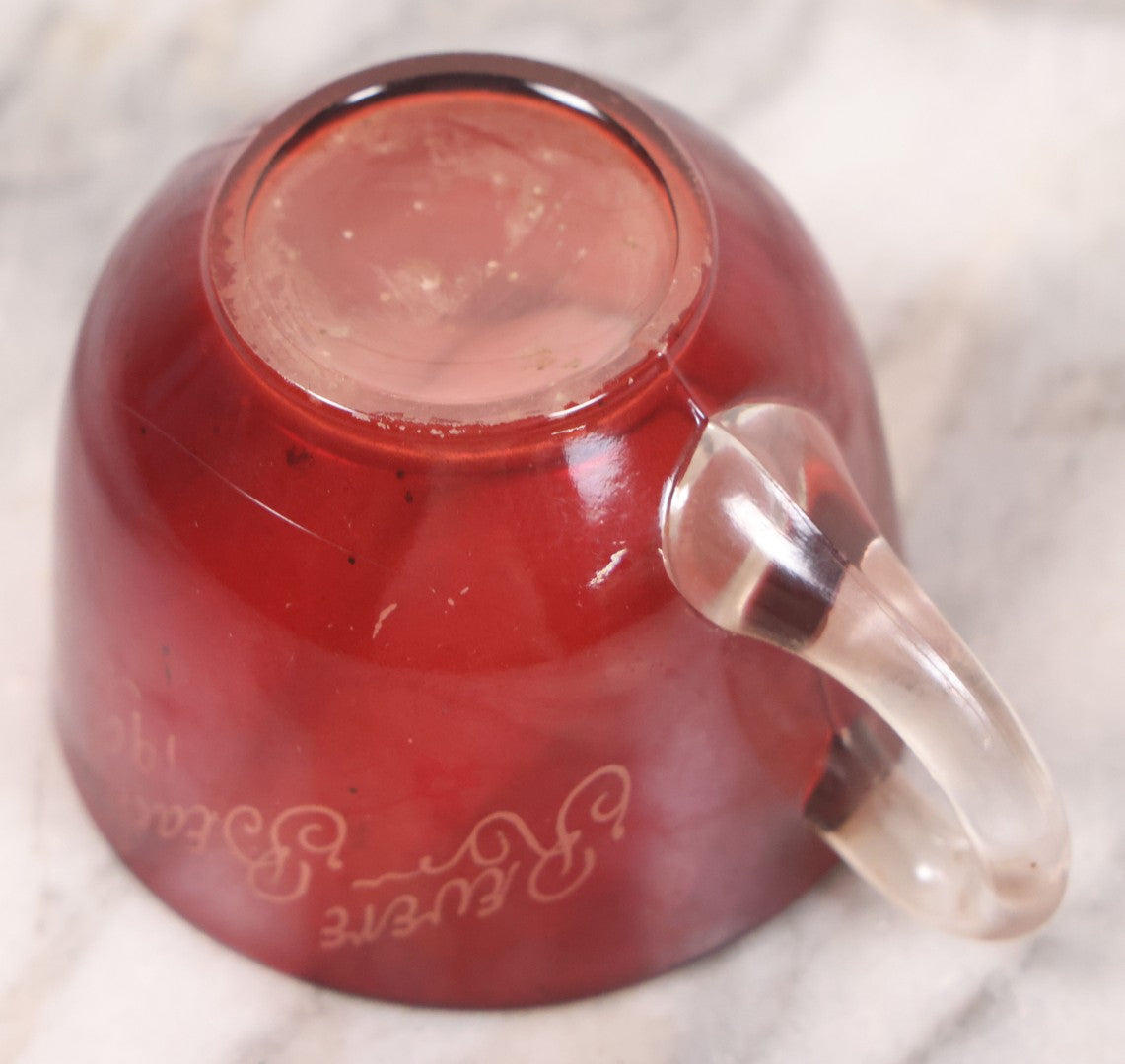 Lot 044 - Antique Ruby Flash Glass Souvenir Teacup From Revere Beach, 1906