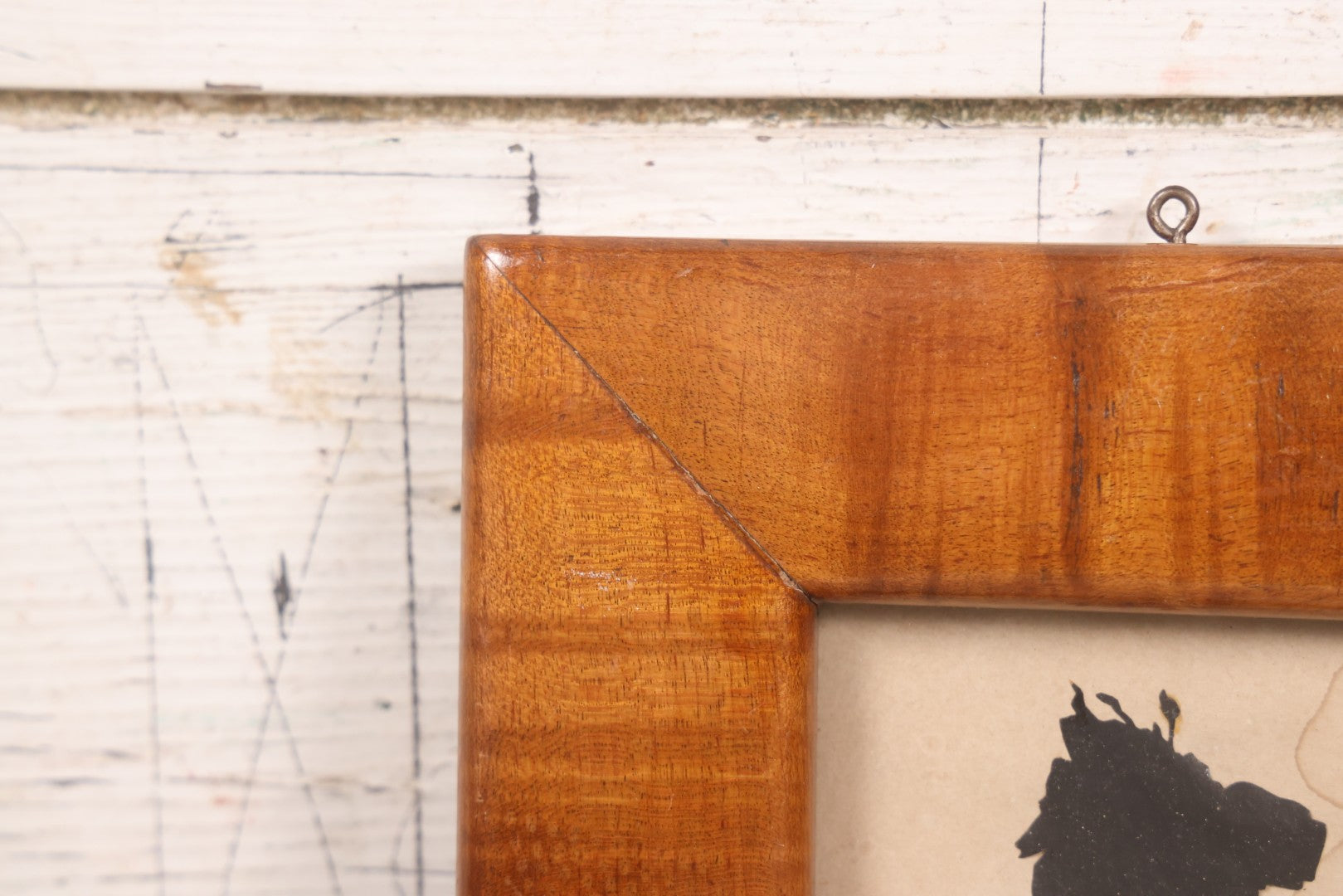 Lot 047 - Antique Folk Art Hand Cut Paper Silhouette Of Woman In Wide Tiger Maple Frame, Note Water Damage, 7-1/2" x 8"