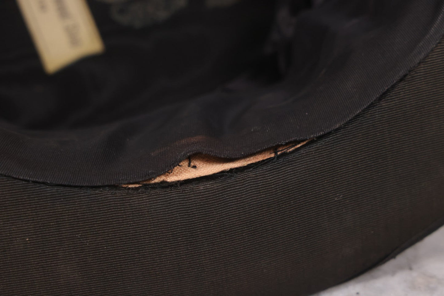 Lot 048 - Antique Collapsible Pop-Up Stove Pipe Top Hat, Unknown Maker, Sold By Town & Tweed Shop, Lynn, Massachusetts, Size 7-3/8, Circa Early 20th Century