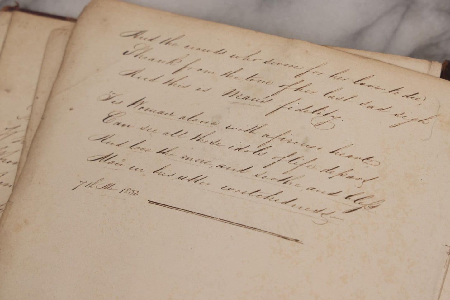 Lot 054 - Antique Early 19th Century Autograph And Poetry Album, With Dozens Of Handwritten Pages With Notes, Poems, Art, And More, Including Hand Drawn Illustrations, "Lady Of The Lake" Engravings, Etc., Circa 1828-1832