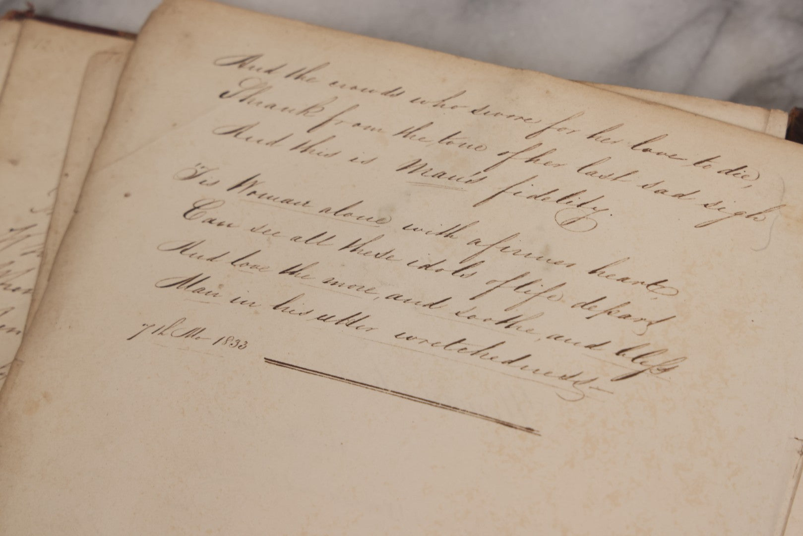 Lot 054 - Antique Early 19th Century Autograph And Poetry Album, With Dozens Of Handwritten Pages With Notes, Poems, Art, And More, Including Hand Drawn Illustrations, "Lady Of The Lake" Engravings, Etc., Circa 1828-1832