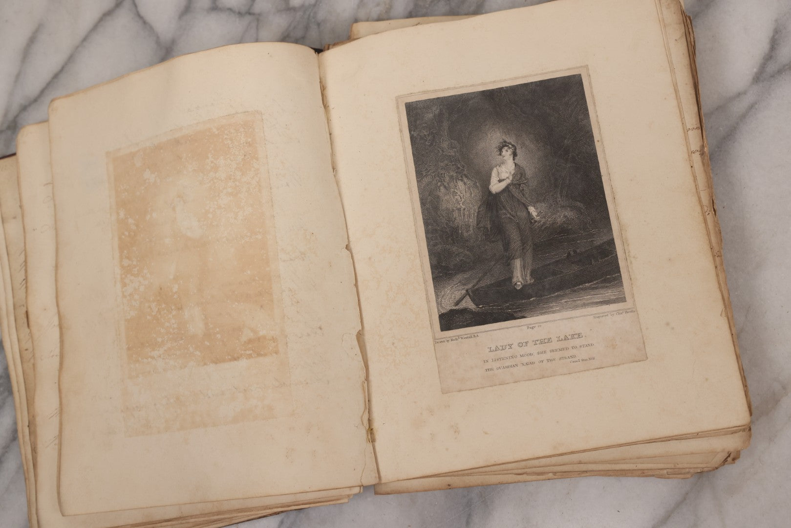 Lot 054 - Antique Early 19th Century Autograph And Poetry Album, With Dozens Of Handwritten Pages With Notes, Poems, Art, And More, Including Hand Drawn Illustrations, "Lady Of The Lake" Engravings, Etc., Circa 1828-1832