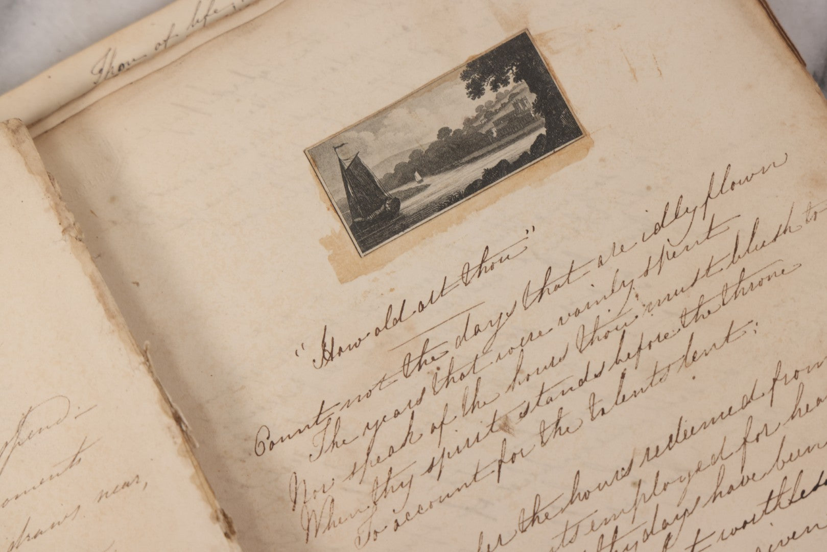 Lot 054 - Antique Early 19th Century Autograph And Poetry Album, With Dozens Of Handwritten Pages With Notes, Poems, Art, And More, Including Hand Drawn Illustrations, "Lady Of The Lake" Engravings, Etc., Circa 1828-1832