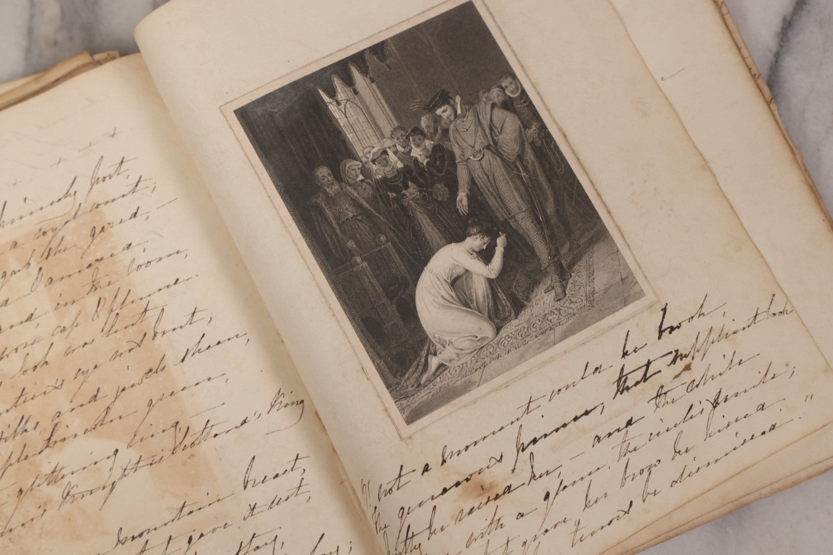 Lot 054 - Antique Early 19th Century Autograph And Poetry Album, With Dozens Of Handwritten Pages With Notes, Poems, Art, And More, Including Hand Drawn Illustrations, "Lady Of The Lake" Engravings, Etc., Circa 1828-1832