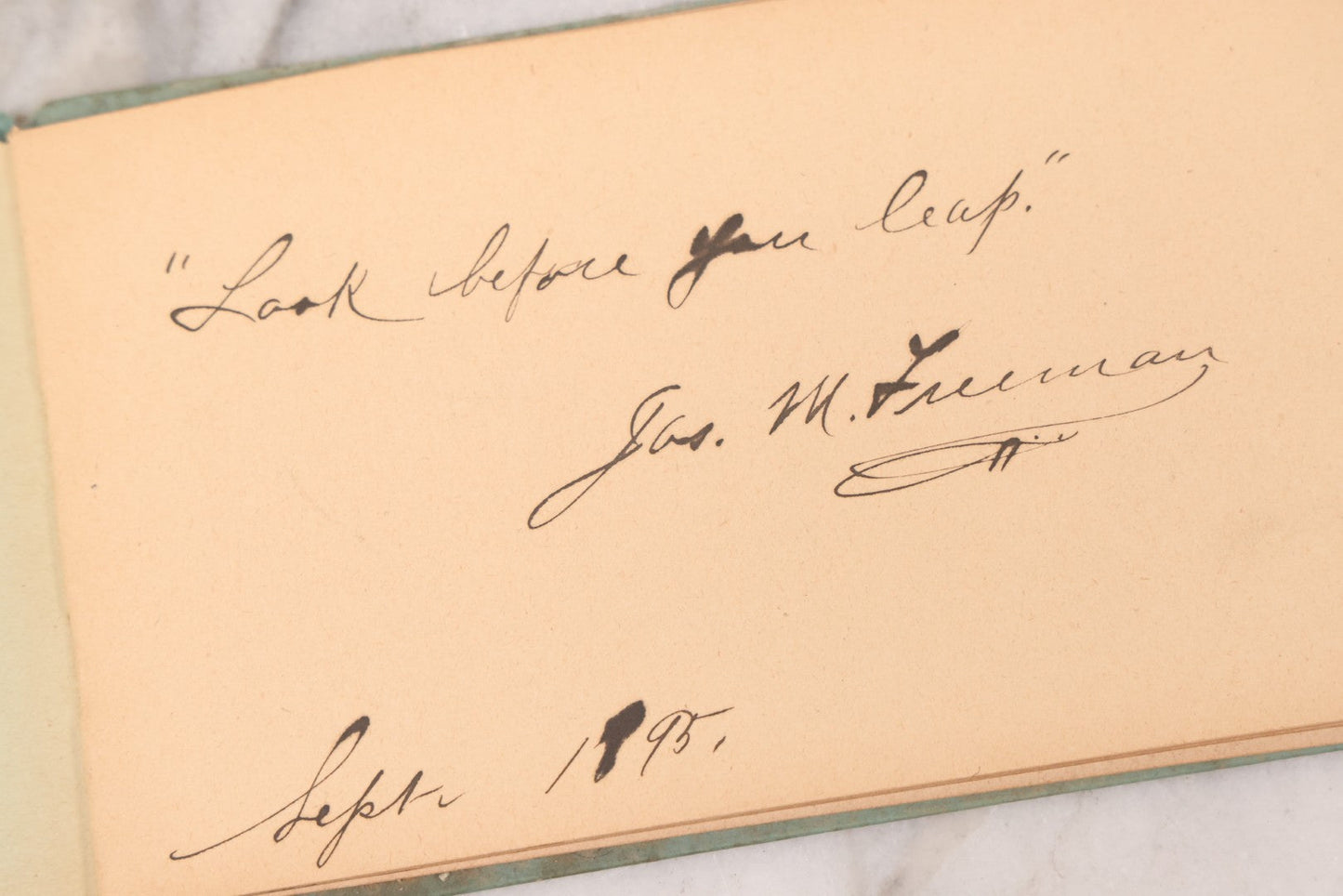 Lot 055 - Antique Victorian Autograph Album With Statue Of Liberty, New York Harbor, Hudson River Themed Embossed Gilt Cover, Cherub Flying On Bee Frontispiece, With Many Autographs From The 1890s Made In Germany