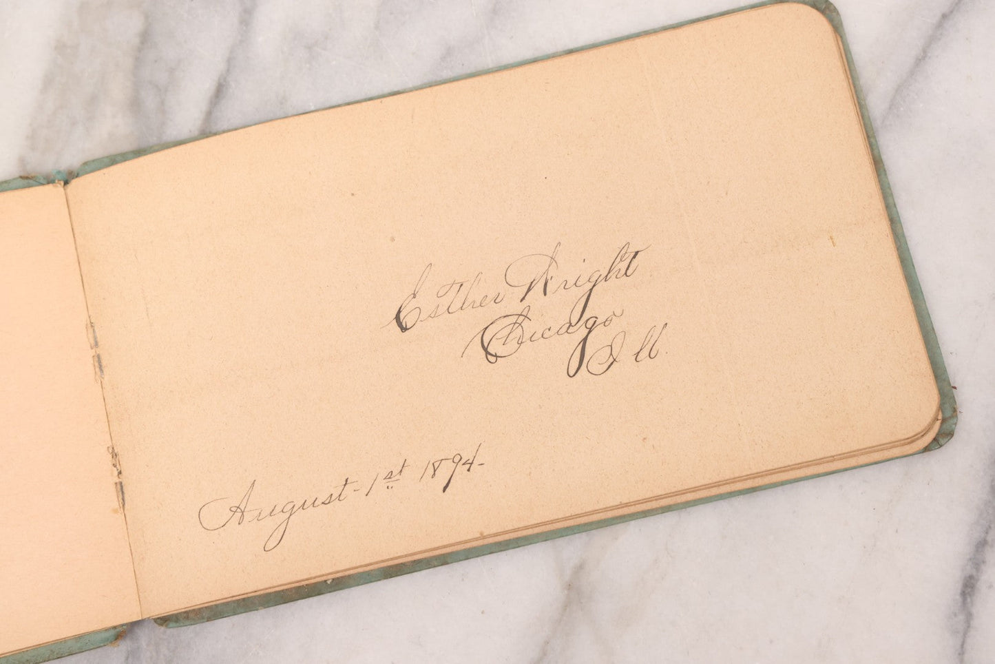 Lot 055 - Antique Victorian Autograph Album With Statue Of Liberty, New York Harbor, Hudson River Themed Embossed Gilt Cover, Cherub Flying On Bee Frontispiece, With Many Autographs From The 1890s Made In Germany