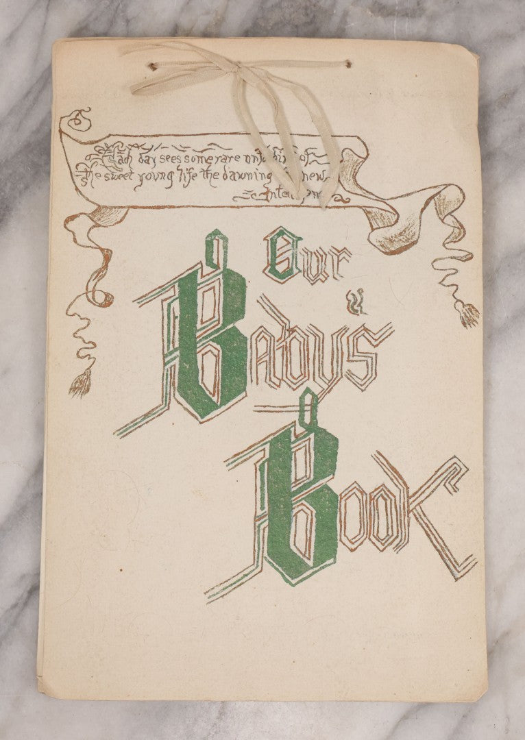 Lot 056 - Antique Original Handwritten Calligraphy Baby Book For Baby Born August 25th, 1896, Including A Lock Of Baby's Hair, Other Biographical Details