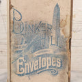 Lot 064 - Antique Cardboard Advertising Box For Bunker Hill Envelopes With Bunker Hill Monument Graphics, The Boston Linen Envelopes No. 602, Empty, Note Wear