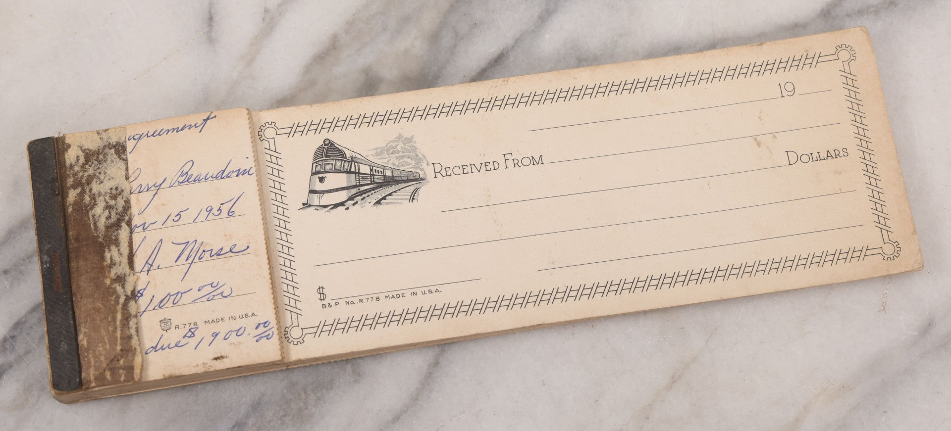 Lot 067 - Vintage Pad Of Railroad Sales Receipts, Some Used And Missing, Manufactured By Standard B&P, No. R778, Made In U.S.A., Circa 1950s