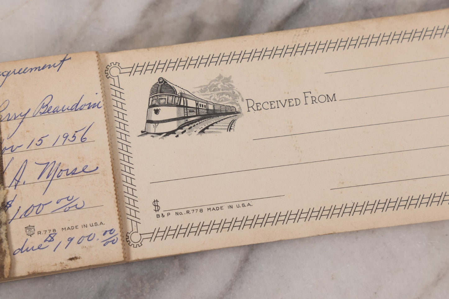 Lot 067 - Vintage Pad Of Railroad Sales Receipts, Some Used And Missing, Manufactured By Standard B&P, No. R778, Made In U.S.A., Circa 1950s