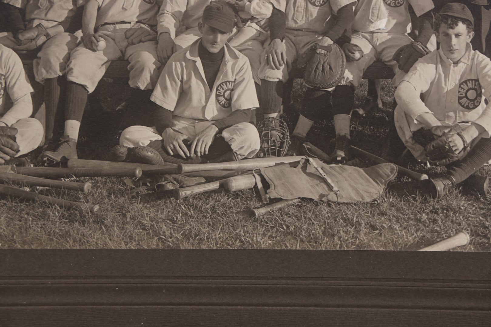 Lot 068 - Antique Boarded Photograph Of The Dennison Manufacturing Co. Baseball Team, Posing With Dennison Banner, Equipment, Circa 1915, Framingham, Massachusetts