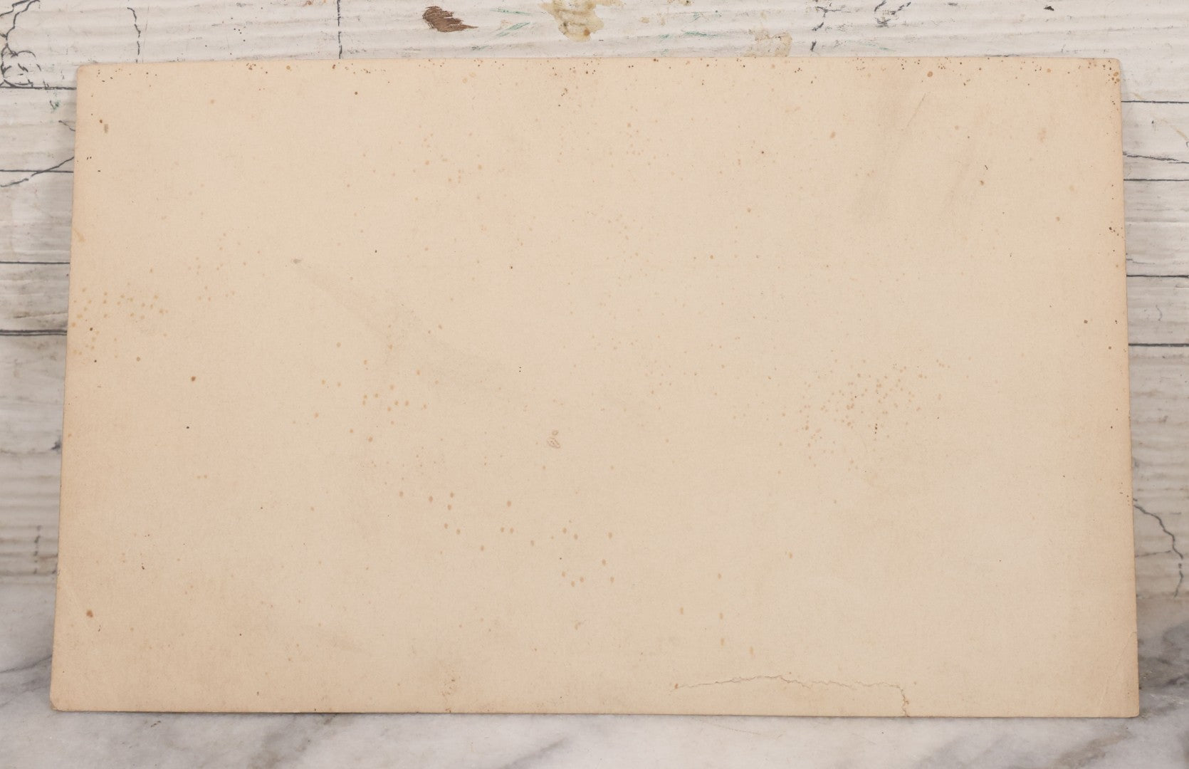 Lot 070 - Antique Unmounted Paper Photograph Of Old Man Petting Cat Standing On Crates, Postcard Style Paper