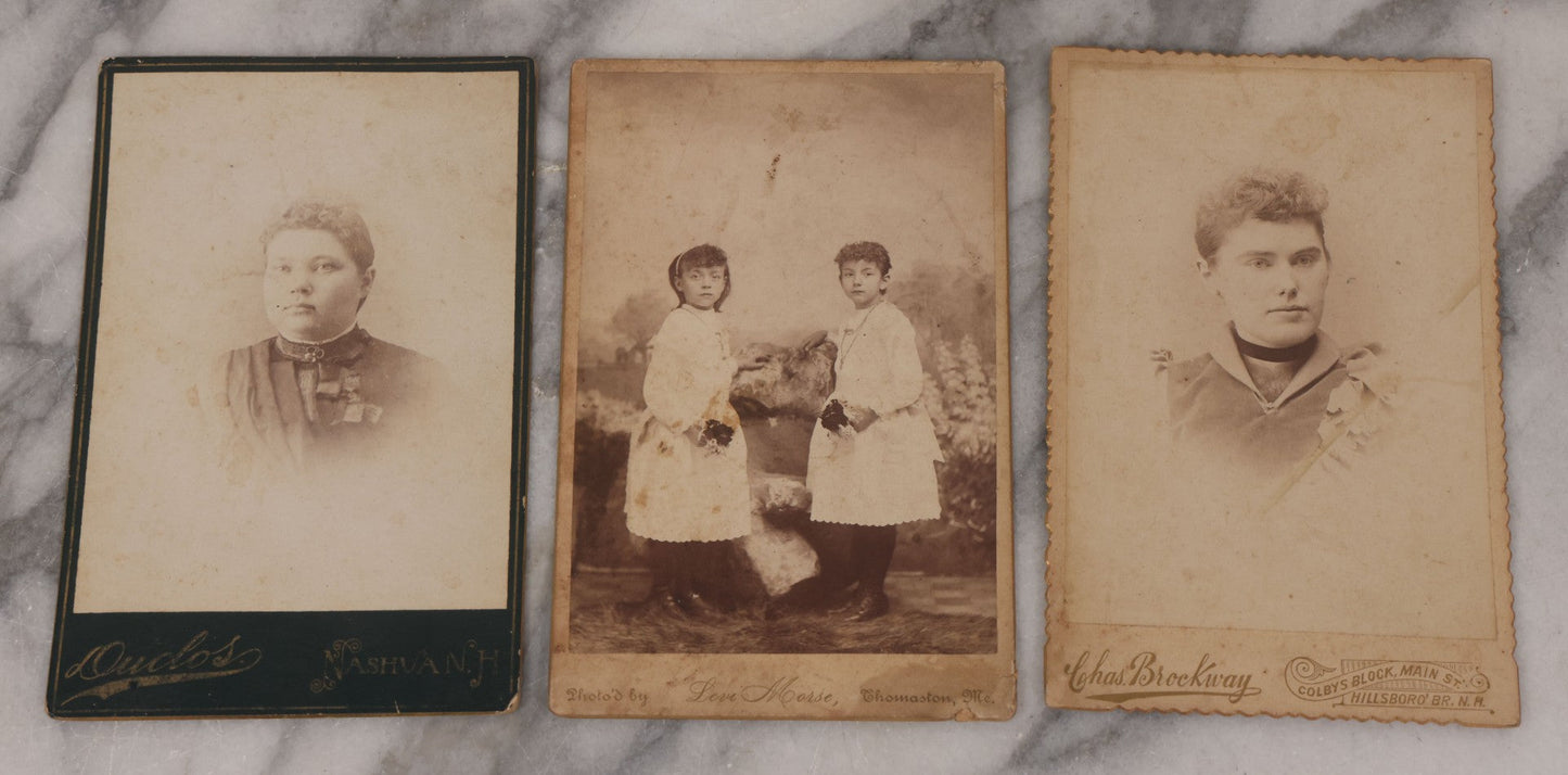 Lot 072 - Grouping Of 16 Antique Cabinet Card Photographs Of Women, Men, And Children, Including Sibling Pairs