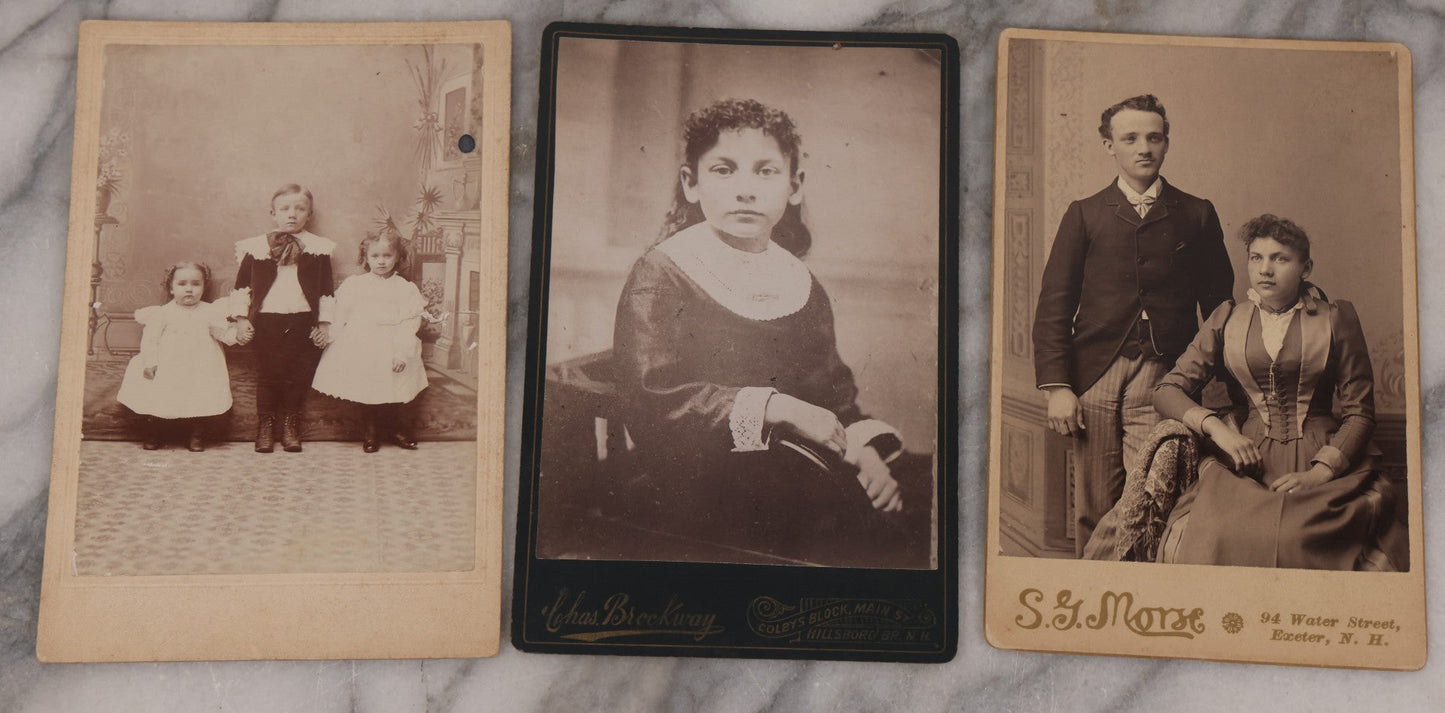 Lot 072 - Grouping Of 16 Antique Cabinet Card Photographs Of Women, Men, And Children, Including Sibling Pairs