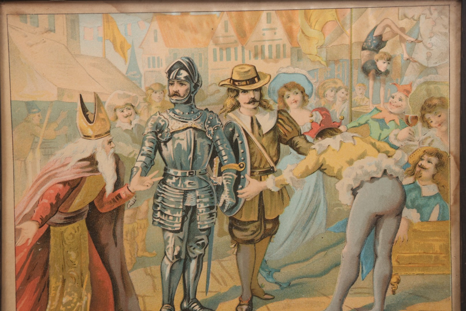 Lot 078 - Antique Framed Chromolithograph Book Plate Print, "Christian And Faithful Pass Through Vanity Fair, Resisting Superstition And Frivolity," From John Bunyan's "Pilgrim's Progress," Circa 1885, 10" x 8"