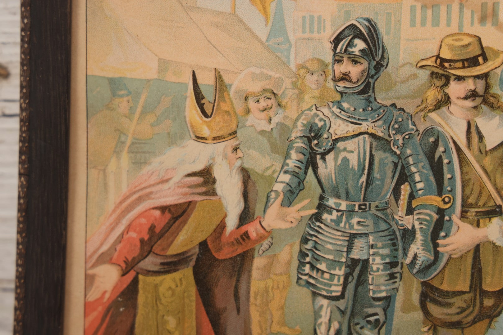 Lot 078 - Antique Framed Chromolithograph Book Plate Print, "Christian And Faithful Pass Through Vanity Fair, Resisting Superstition And Frivolity," From John Bunyan's "Pilgrim's Progress," Circa 1885, 10" x 8"