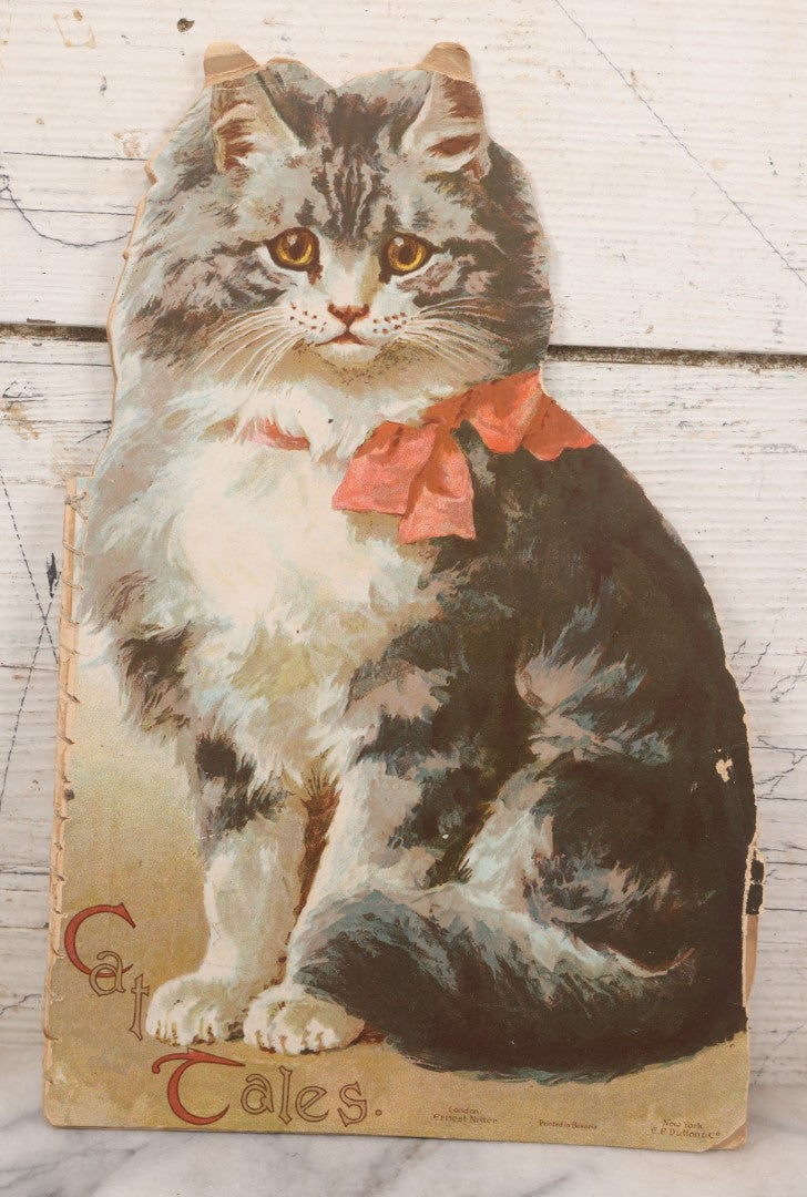 Lot 079 - Antique Lithograph Children's Book, "Cat Tales," With Die Cut Cat Shape, Published By Ernest Nester, London, And E.P. Dutton Co., New York, Printed In Bavaria, Circa 1905