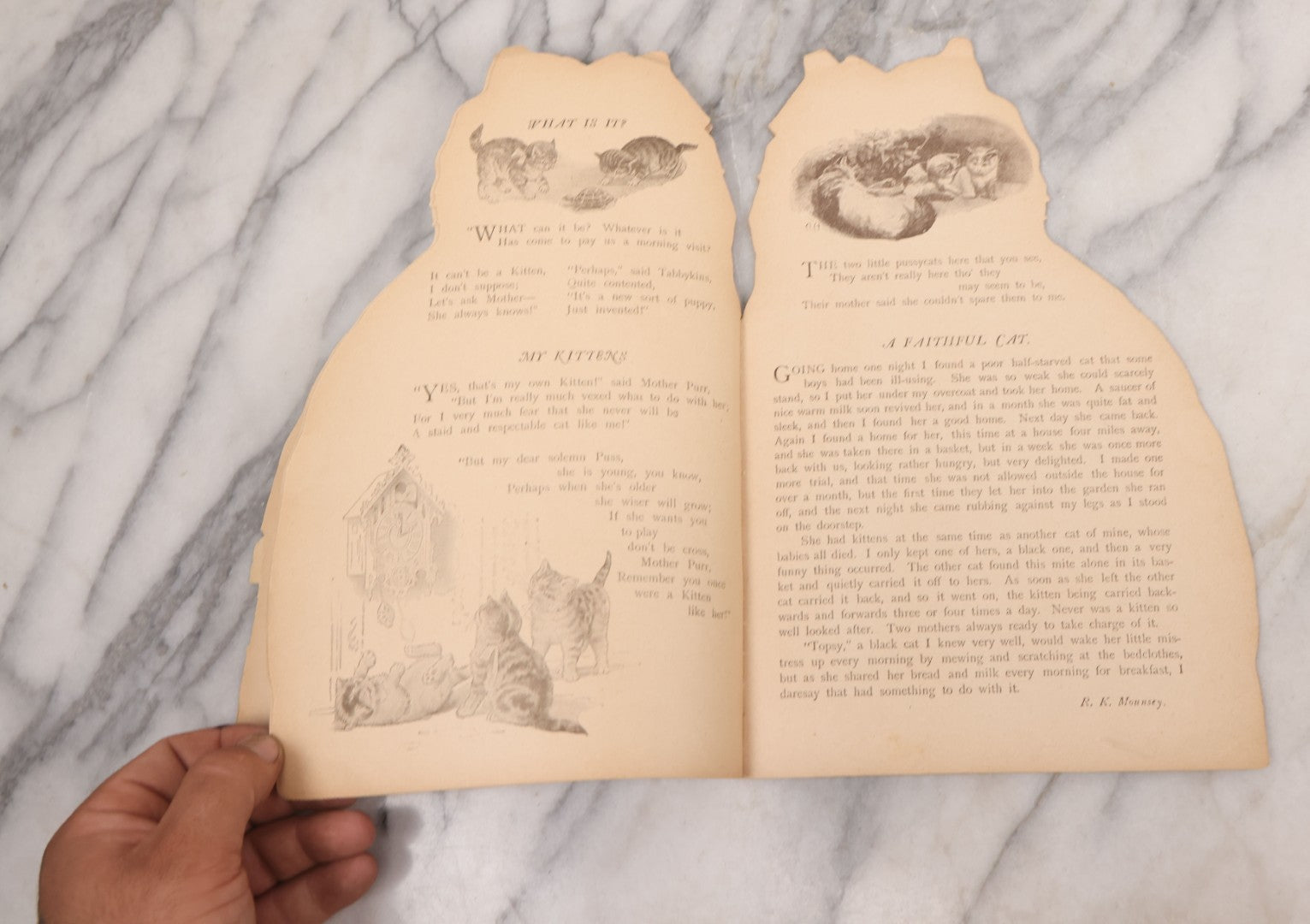 Lot 079 - Antique Lithograph Children's Book, "Cat Tales," With Die Cut Cat Shape, Published By Ernest Nester, London, And E.P. Dutton Co., New York, Printed In Bavaria, Circa 1905