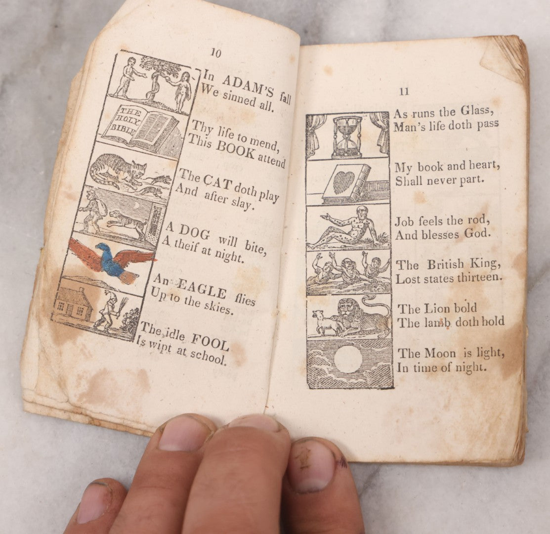 Lot 084 - Antique Children's Religious Primer Booklet, "The New England Primer" Published By S.H. Colesworthy, 1839, With Hand Colored Engravings Including John Rodgers Martyrdom