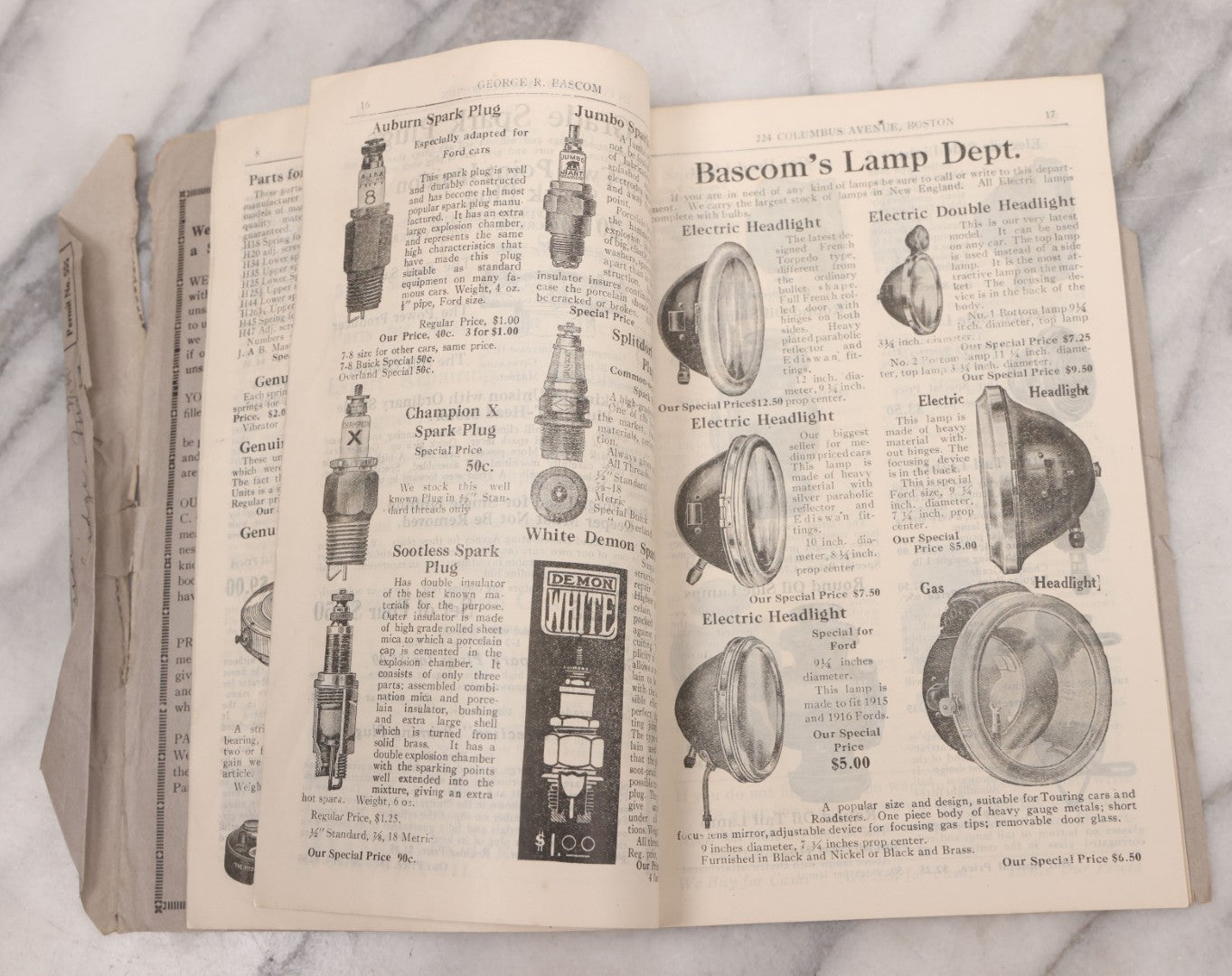 Lot 088 - Bascom's Summer 1916 Catalog Pamphlet, "Largest Wholesale And Retail Auto Supply Store In New England," With Many Illustrations Of Car Parts For Sale