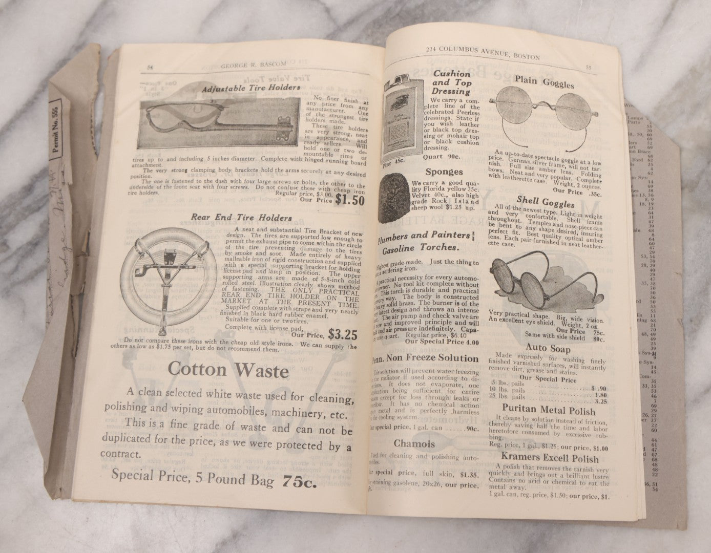Lot 088 - Bascom's Summer 1916 Catalog Pamphlet, "Largest Wholesale And Retail Auto Supply Store In New England," With Many Illustrations Of Car Parts For Sale