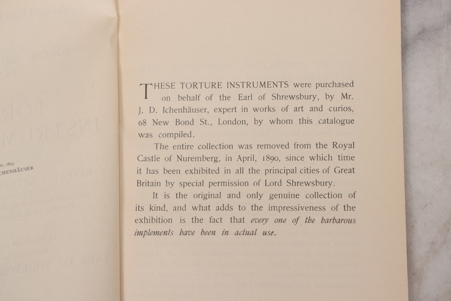 Lot 089 - "Collection Of Torture Instruments From The Royal Castle Of Nuremberg" Illustrated Catalogue From The Exhibition On View At 117 W 23rd St New York, 1893
