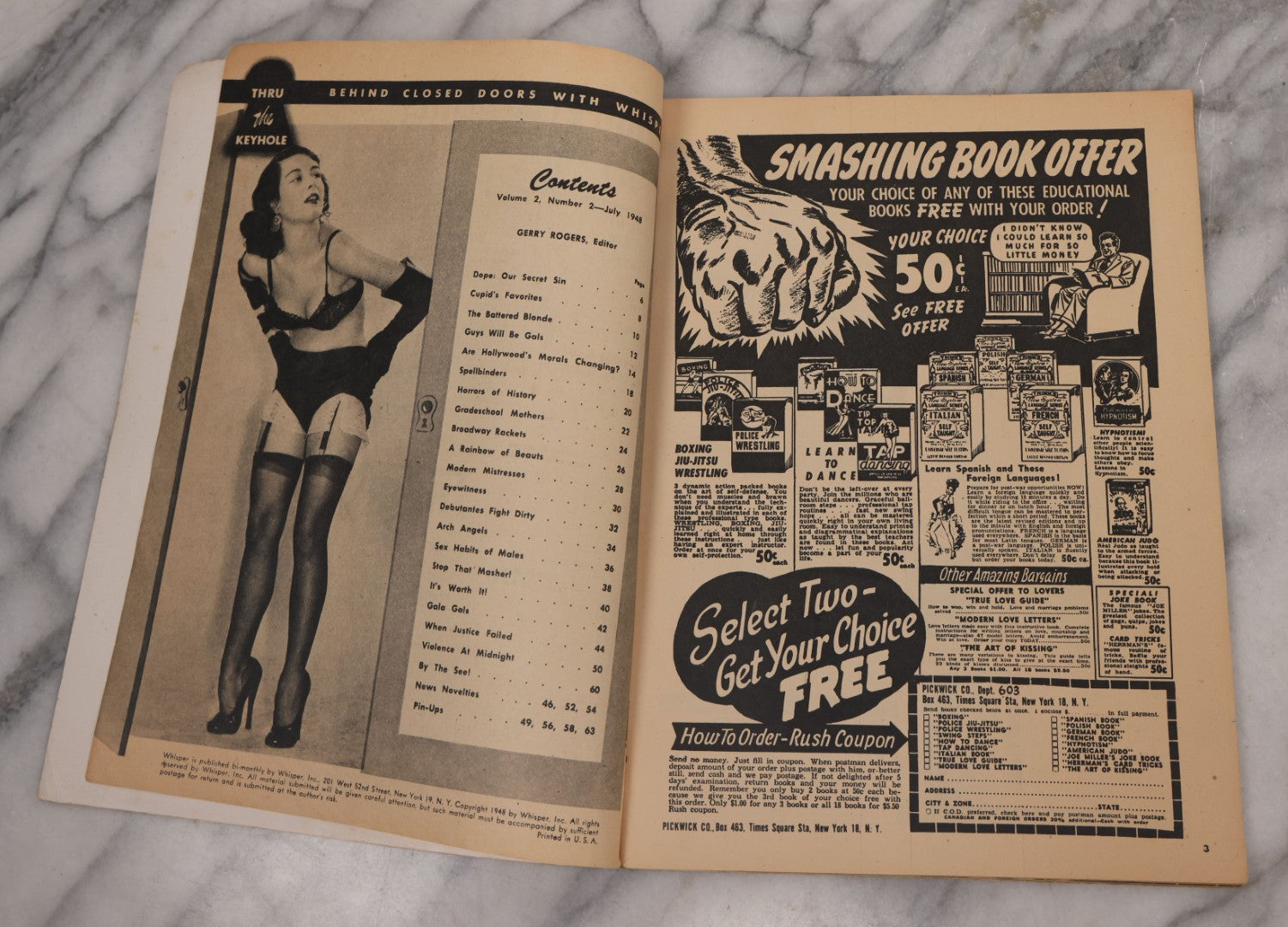 Lot 091 - "Whisper" Vintage Pin Up Magazine With Feature Article "How Reefer Parties Breed Vice", July 1948